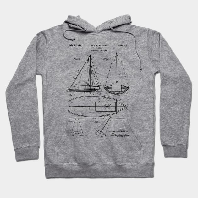 Yachting Patent Print 1947 Hoodie by MadebyDesign